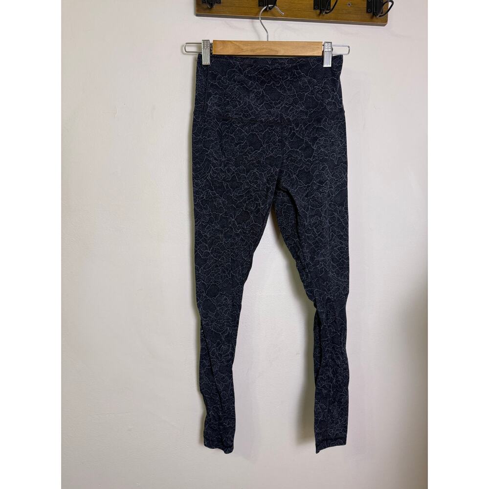 Lululemon Align Pant Full Length 28" Lacescape Dark Cast Black size 6 - Picture 4 of 7